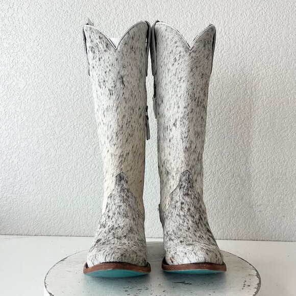 NEW Lane PLAIN JANE Hair on Hide Womens Cowboy Boots Sz 8 Tall Leather Cowhide - Picture 5 of 11